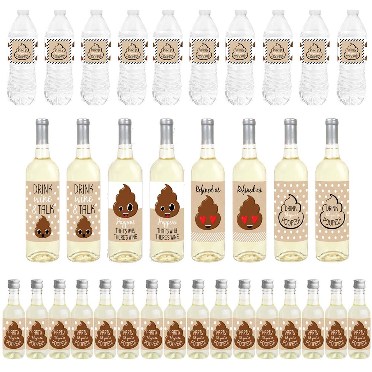 Big Dot of Happiness Party 'Til You're Pooped - Poop Emoji Party Decorations - Beverage Bar Kit - 34 Pieces